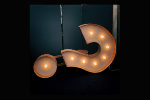 Question mark sign with orange lights
